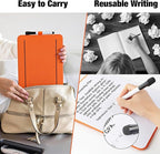 Glass Desktop Whiteboard with Reversable Stand, 12×9” Dry Erase White Board Easel with PU Cover Case, A4 Desk Notepad for Home Office School Supplies, Orange, 2026