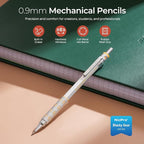 Nicpro Blocky Gear 0.9 mm Mechanical Pencils Set in Case, Metal Pencil with 0.9mm HB Lead Refills, Eraser for Professional & Adult Art Writing Drafting Drawing