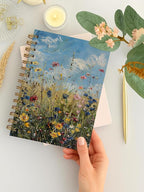 BitKan Rustic Wild Flower Spiral Notebook, Retro Cottagecore Wildness Botanical Floral Journal for Women, Farmhouse Country Landscape Botanical Notebook 5.5x8.3 Inch-369