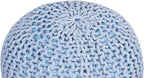 BIRDROCK HOME Round Pouf Ottoman | Cotton Braided Foot Stool with Bean Bag Filling | Boho Foot Rest for Living Room & Bedroom | Compact & Comfortable Seating, Lightweight & Soft | Soft Blue