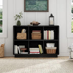 ChooChoo 6 Cube Storage Organizer, Wooden Bookcase with Storage, Cube Storage Bookshelf for Bedroom and Home Office, Black