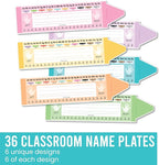 Desk Name Tags for Classroom – 36 Student Name Plates for Classroom Kindergarten, Preschool, 1st, 2nd & 3rd Grade, 14.5 x 4in Teacher Nameplates for Student Desks, Crayon Nametags