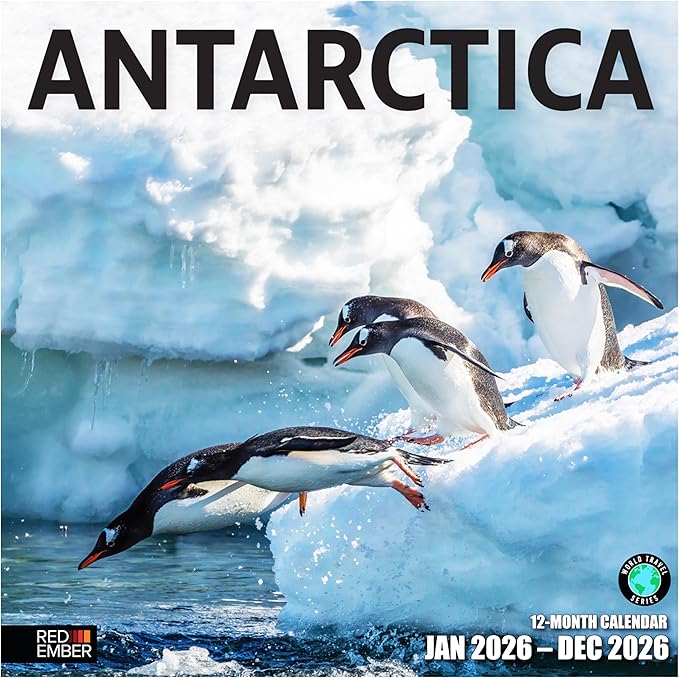 RED EMBER Antarctica 2026 Wall Calendar 12 Month | 12" x 24" Open | Thick & Sturdy Paper | Holiday Gift | Travel Calendar 2026