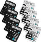 Flutesan 8 Pack Calculator Bulk 12 Digit Solar Power Calculator Solar and Battery Dual Power Desktop Calculators with Big Buttons and Large Display Handheld Calculators for Office, Home, School