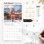 RED EMBER Japan 2026 Wall Calendar 12 Month | 12" x 24" Open | Thick & Sturdy Paper | Holiday Gift | Travel Calendar 2026