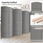 8 Panel Room Divider,6Ft Folding Privacy Screen,Tall - Extra Wide Foldable Panel Partition Wall Divider with Diamond Double-Weaved Hand-Woven Design Room Screen Divider