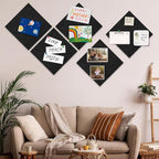 Bouiexye Felt Cork Board Tiles 6 Pack Black Bulletin Boards 12"x12" - 1/2" Thick Corkboards for Wall Bulletin Board Self Adhesive with 100 Push Pins for Wall School Home Office