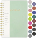 Spiral Notebook-5.75" x 8.125" College Ruled Journal with Inner Pockets and 160 Pages,PU Leather Cover Business Journal, Twin-Wire Binding Notebook Perfect for Office & Home School Supplies Mint Green