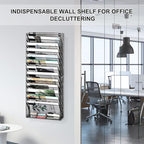 EasyPAG Wall File Holder 14 Tier Mesh Hanging Folder Organizer with Flat Tray Wall Mounted Mail Organizer Magazine Paper Desk Shelf with Nametag Label for Office Home School, Black
