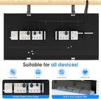 KIGJU Under Desk Cable Management Tray, 40-inch No-Drill Cord Organizer with Anti-Sag Reinforced Base, Fabric Wire Management Hider for Standing Desk, Office & Gaming Accessories - Black