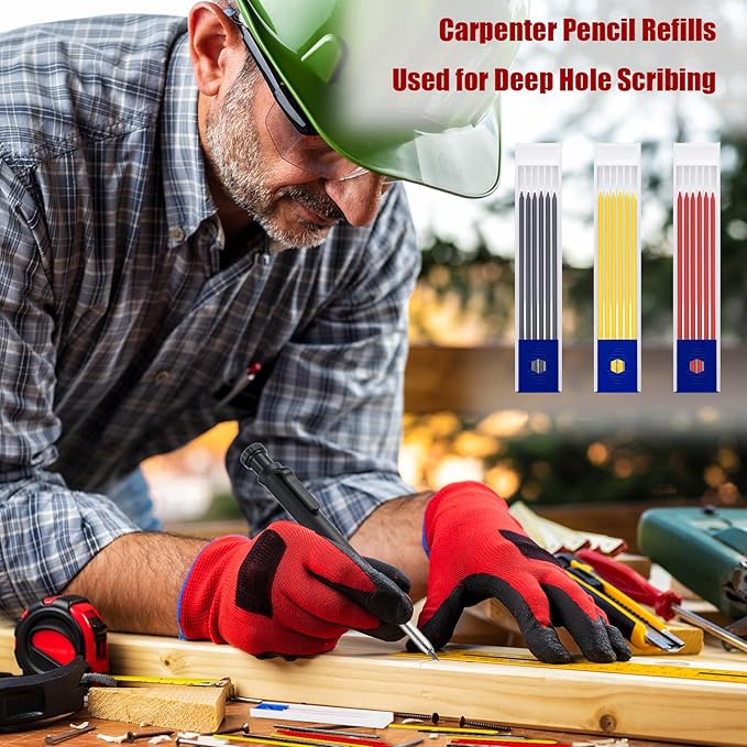 Zhehao 120 Pieces 2.8 mm Carpenter Pencils Lead Refills HB Refill for Construction Pencils Refills Mechanical for Writing Drawing Drafting Woodworking Construction(Black, Red, Yellow)