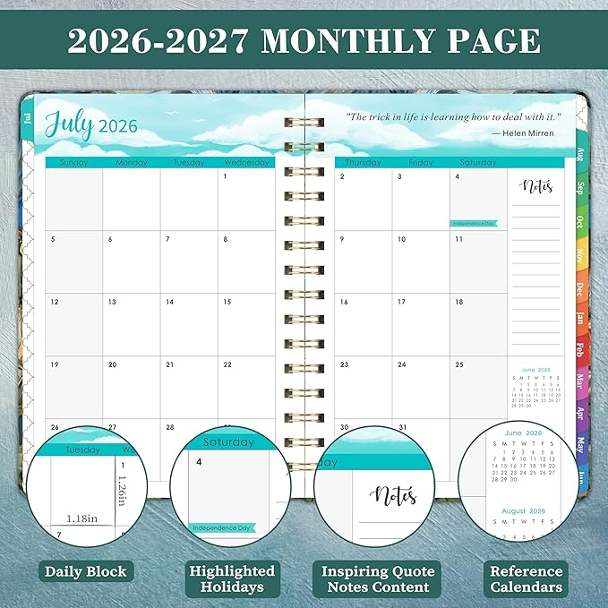 Planner 2026-2027 - Academic Planner 2026-2027, Jul. 2026 - Jun. 2027, 26-27 Planner Weekly and Monthly with Tabs, 6.3" x 8.4", Hardcover with Back Pocket + Twin-Wire Binding - Oil Painting