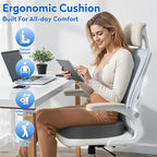 CushZone Seat Cushion, Office Chair Cushions, Car Seat Cushion, Non-Slip Sciatica & Back Coccyx Tailbone Pain Relief Chair Pad, Memory Foam Pillow for Computer Desk, Wheelchair, Driving(Grey)