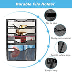 Solinxe Wall Hanging File Holder 5 Pocket Wall Mounted Paper Organizer Magazine File Holder Storage Rack,Black