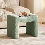 ZYKZYK Ottoman Vanity Seat, Plush Velvet Backless Stool and Small Foot Rest, Modern Accent Seating for Bedroom, Makeup Table or Living Room, Green