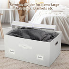 Graciadeco 75 Quarts Extra Large Decorative Storage Bins with Lids, 3 Packs White Collapsible Storage Bins with Lids, Stackable Storage Bins Decorative Box Storage With Lid Extra Large