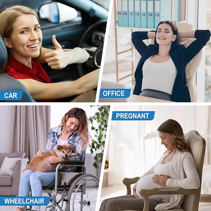 Lumbar Support Pillow for Car, Memory Foam Lumbar Pillow for Lower Back Pain Relief - Back Cushion for Driving, Chair Support for Car-Office Chair, Wheelchair - Matte Gray