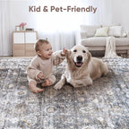 Rugcomf Runner Rug for Hallways Kitchen Non Slip 2'x 6' Washable Rugs with Rubber Backing Soft Floral Carpet for Hallways, Kitchen, Laundry, Bedroom, Bathroom(Grey)