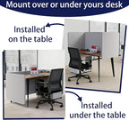 KERRAM Desk Privacy Panel 24 x 24 Inch, Sound Absorbing & Proof Desk Divider for Office, Clamp-on/Screw-on Acoustic Desk Back Panel Partition, Gray