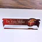 Artblox Office Desk Name Plate Personalized | Custom Name Plates For Desks | Medic Design On Clear Acrylic Glass | Cute Office Desk Accessories Customized Gifts - (8" x 2.5")