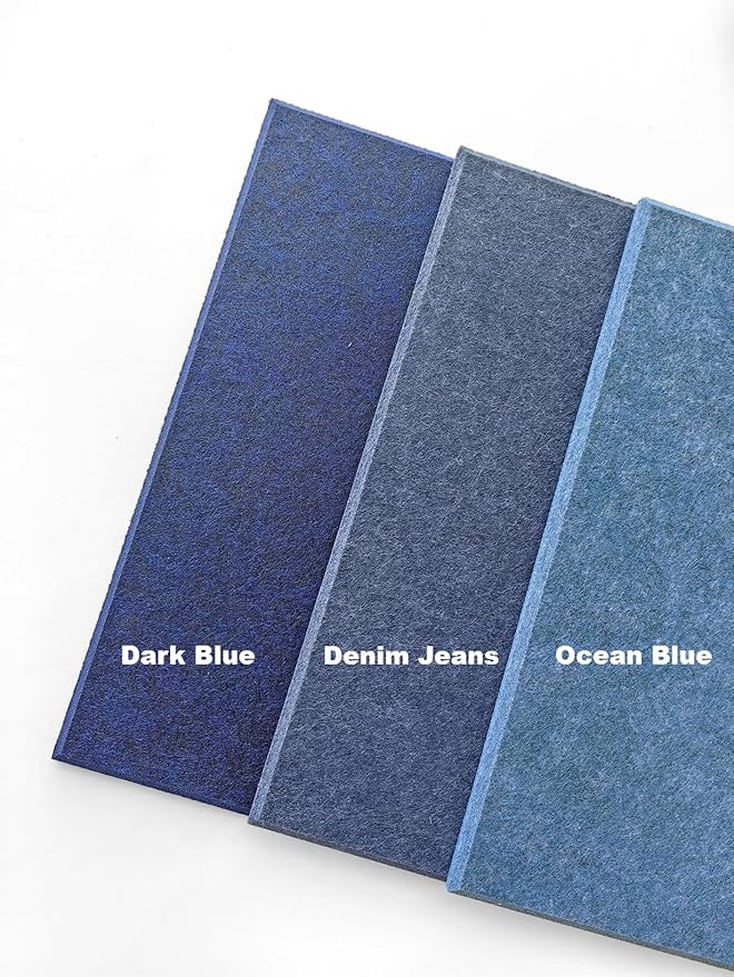 DECORITA Blue Felt Bulletin Board 47"x35" | Large Cork Pin Board Alternative for Office, Home & Classroom | Felt Wall Tiles (12-Pack) | Blue Classroom Decor Office Supplies | Denim Blue