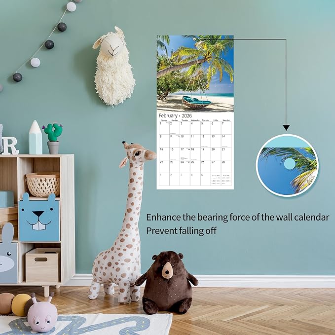 2026 Wall Calendar,Calendar 2026, November 2025 - December 2026, Wall Calendar Whispers of the Waves, 12" x 24" Opened,Full Page Months Thick & Sturdy Paper for Gift Perfect Calendar Organizing