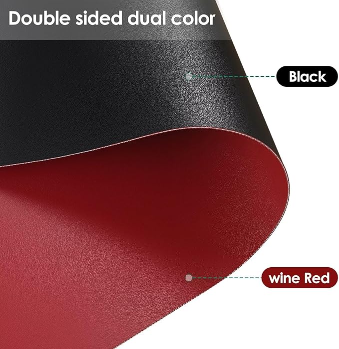 Zinkooat Leather Table Pad,1.8mm Thick,40x78 Inch,Dining Table Pad,Table Pads for Dining Room Table Rectangular,Table Protector for Dining Room Table,Dining Table Cover(Black+Wine Red,40x78)