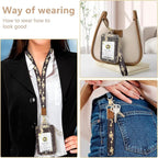 bolimoss Sun and Moon Lanyard Wallet, Boho Lanyard with Wallet,ID Badge Holder with Neck & Wristlet Lanyard, Pu Leather Zip Id Case Wallet with Breakaway Lanyard, Keychain Wallet for Women