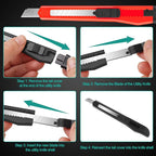 24 Pack Box Cutters, 9mm Razor Knife, Push-Sliding Button, Box Cutter Retractable, Break-off Utility Knife, Box Opener Tool for Office, Home, School, Art DIY