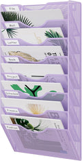 EasyPAG 8 Pocket Mesh Wall File Organizer, Hanging Paper Folder Holder with Classify Label, Vertical Wall Mount Mail Organizer for Office Home Classroom, Purple