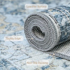 GENIMO Runner Rug 2'6''x10, Non Slip Vintage Hallway Runner Rugs, Low Pile Lightweight Machine Washable Mat for Hallway, Entryway, Bedroom, Kitchen and Corridor, Blue