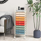 GLACER 10 Drawers Rolling Cart, Storage Cart with w/Removable Drawers & Steel Frame, Utility Mobile Trolley w/Universal Casters & 2 Brakes, Organizer Cart for Home, School, Office (Macaron)