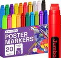 ARTISTRO 20 Poster Markers Jumbo Set Acrylic Markers with 15mm Wide Jumbo Tip for Murals Tagging Posters - Large for Rock Wood Plastic Leather Metal Fabric Ceramic