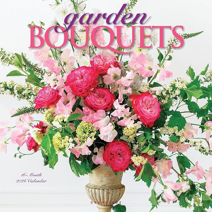 Graphique 2026 Garden Bouquets Wall Calendar | 12” x 12” | Thick Paper | Home & Office Organizer | Large Monthly Grid | 3 Languages & Marked Holidays | 4 Month Preview Page for 2027