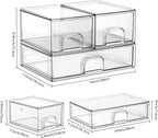 Vorey Clear Stackable Desk Storage Drawers, 3 Pack Acrylic Bathroom Makeup Organizers, Easily Assemble All Purpose Plastic Bins for Brightroom, Pantry Organization, Vanity, Undersink, Cabinet