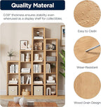 Jpiziso 16-Cube Storage Organizer Bookcase, Thick Frame Wood Grain Storage Shelf, Rectangular Cube Open Back Display Unit, 48.8x9.4x48.8 Inches for Living Room, Bedroom, Home Office, Natural Wood