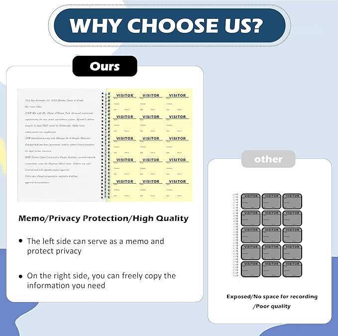 2 Pack of Visitor Badges Log with Carbon Copy Protecting Privacy Pages Visitor Stickers 8.5x11 Inch Visitor Log Book School Church Business Pass Guest Register Book - 450 Badges 60 Memo Pages (2)