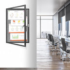 Outdoor Enclosed Bulletin Board, Grey Felt Weatherproof Notice Noticeboard with Clear Acrylic Locking Door, Wall-Mounted Black Aluminum Framed Display Case,36x24in (5xA4)
