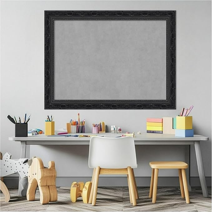 Amanti Art Black Framed Magnetic Board 24x32 Medium Vision Board for use with Magnets, 100% Metal Sheet to Display Items as Office Decor or for Home Organization in mudroom, Kitchen or Kids Room