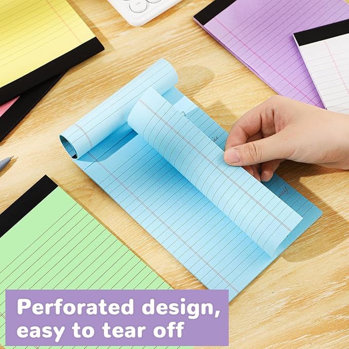 Thboxes 6 Packs Legal Pads 5x8, Totally 180 Sheets Colored Legal Pads 5x8 College Ruled Writing Pads Small Note Pads 30 Sheets/Pad Tablets Lined Notepad for School, Office, To-Do Lists