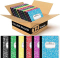 Rosmonde 12 Pack Bulk Composition Notebooks College Ruled, 200 Pages (100 Sheets), 9-3/4 x 7-1/2, Hard Cover College Ruled Notebooks, Assorted Colors Composition Notebook For School, Colors May Repeat