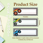 30 Name Tags for Classroom Cubbies, 3x9 in Trucks Name Plates for Desks, Classroom Must Haves for Teachers Elementary - A09