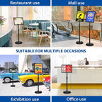 VAIIGO 4 Pack Sign Holder Stands - 8.5 x11 inch Standing Sign Stand, Adjustable Poster Sign Holder Pedestal Floor Sign Stand, Aluminum Snap Open Frame for Vertical & Horizontal View Sign Stand, Black