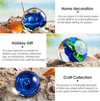 EUSTUMA Hand Blown Glass Flower Paperweight Figurine for Office Desk.Give You A Gift from The Person You Love, The Garden Decoration.(Blue Flowers)