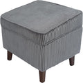 FAGAGA Storage Ottoman with Adjustable Lid, Soft Step Stool, Footrest and Seat, Ottoman Foot Rest for Living Room, Bedroom, Dorm, Light Gray