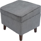 FAGAGA Storage Ottoman with Adjustable Lid, Soft Step Stool, Footrest and Seat, Ottoman Foot Rest for Living Room, Bedroom, Dorm, Light Gray