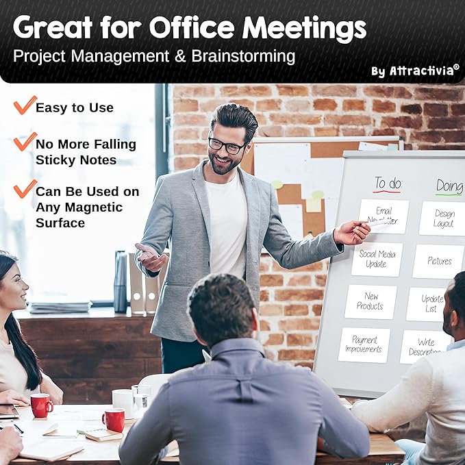 Attractivia Dry Erase Magnetic Labels 5.6 x 3.7 in, Dry Erase Magnets, 36-Pack, White Erasable Write-On All-Purpose Labels, for Office, Education, Home, Whiteboard