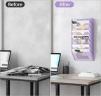 EasyPAG 8 Pocket Mesh Wall File Organizer, Hanging Paper Folder Holder with Classify Label, Vertical Wall Mount Mail Organizer for Office Home Classroom, Purple