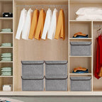 Bagnizer Large 22 Quart Linen Fabric Foldable Storage Bin Cube Organizer Basket with Flip-Top Lid & Handles, Clothes Blanket Box for Home, Office, Closet, Gray, 4 Pack 14.6 x 9.5 x 9.5”