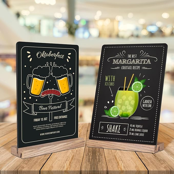 8.6x11.7 Chalkboard Signs with Base for Tabletop Decor Double Sided, Mini Chalkboard for Restaurant Food Menu, Kids Message Board, Wedding Party (1 Pack, L/T 2-Slot)